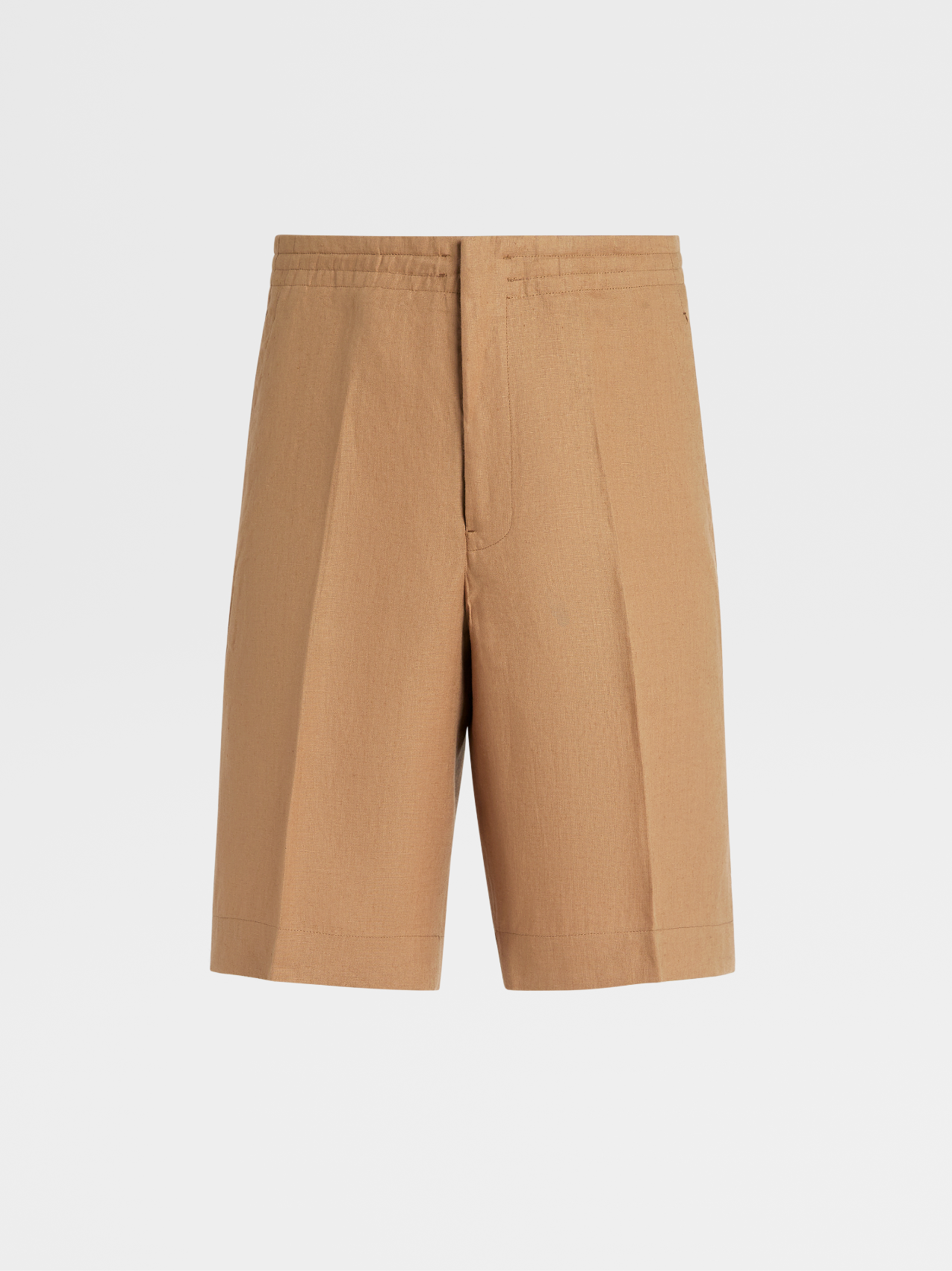 Pantalón Corto en Lino Puro Color Beige